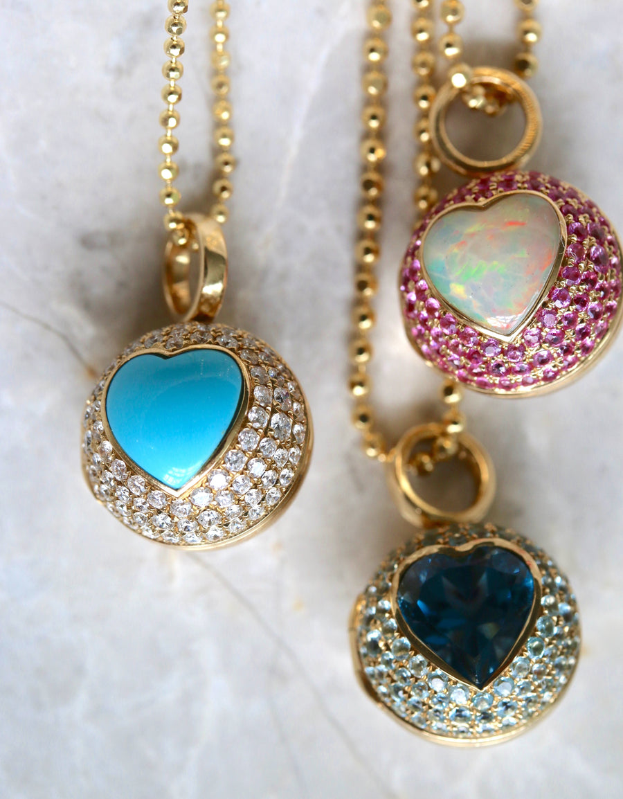 Opal 'Peekaboo' Heart Necklace in 18k Gold