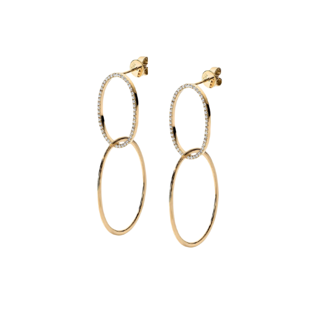 Oh! Supreme double hoop earrings in 18k gold and diamonds
