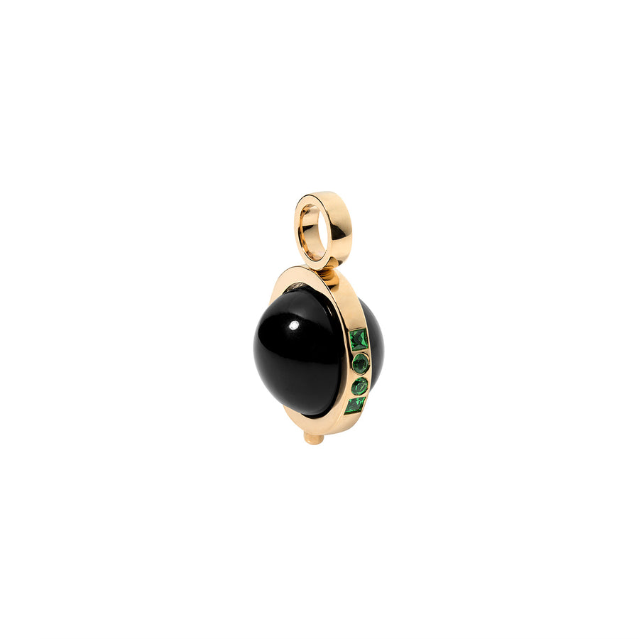 Onyx & Green Garnet 'Cosmic Spinner' Ball Charm in 18k Gold