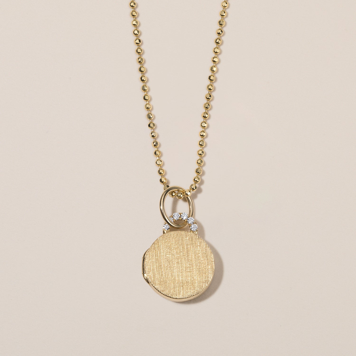 mini diamond arch locket necklace in 18k gold