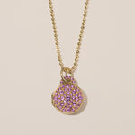 pink sapphire pavé locket necklace in 18k gold
