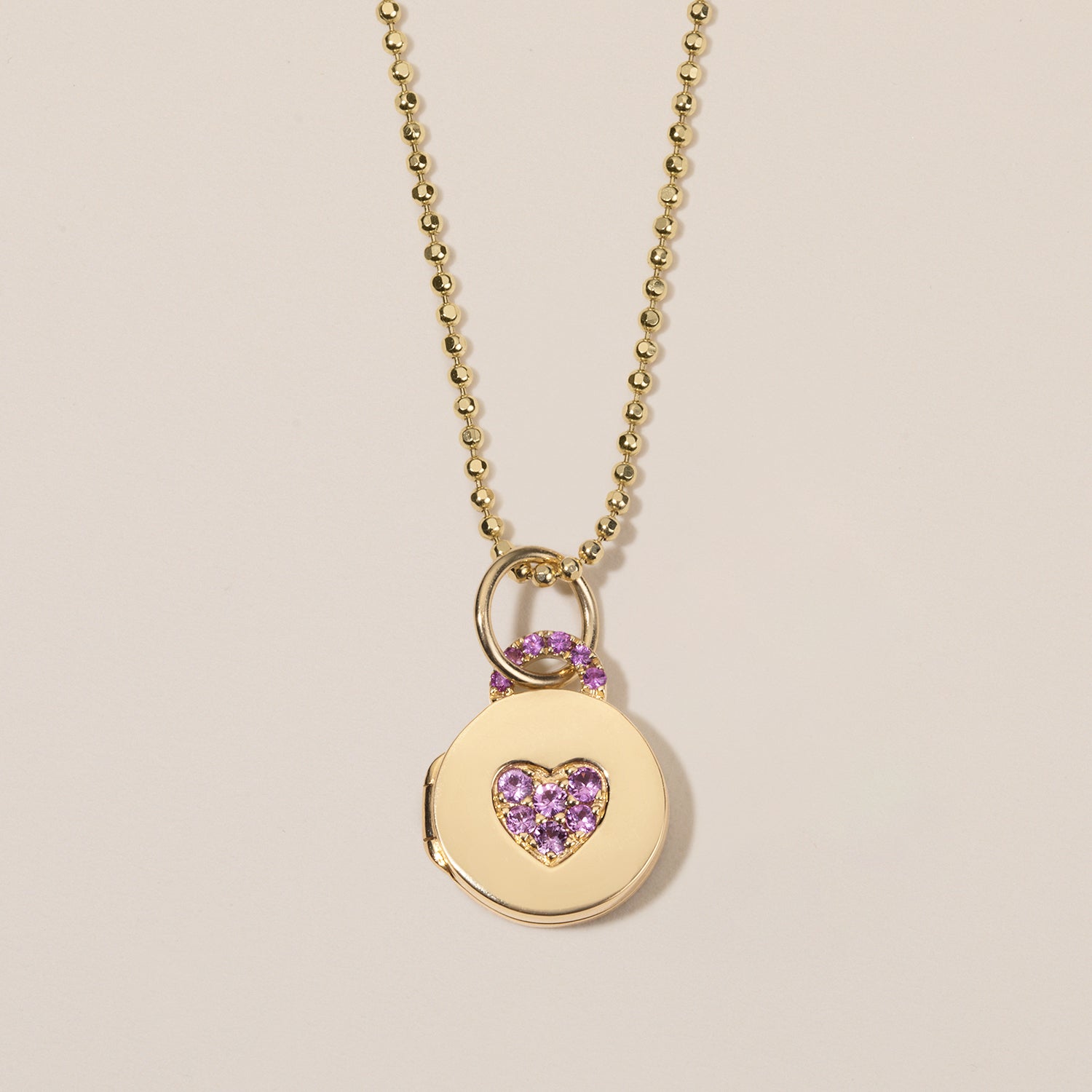 pink sapphire pave heart locket necklace in 18k gold