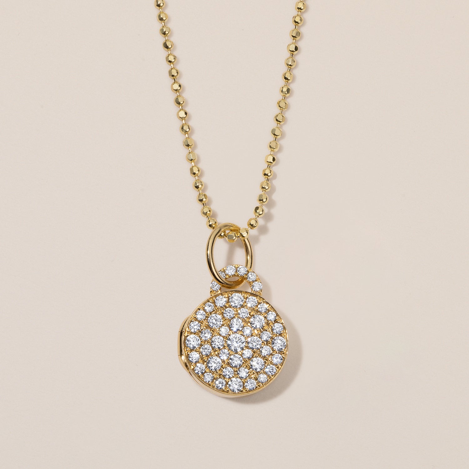 diamond pavé locket necklace in 18k gold