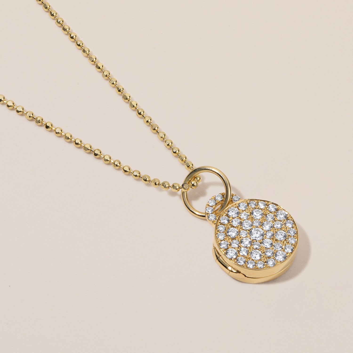 diamond pavé locket necklace in 18k gold