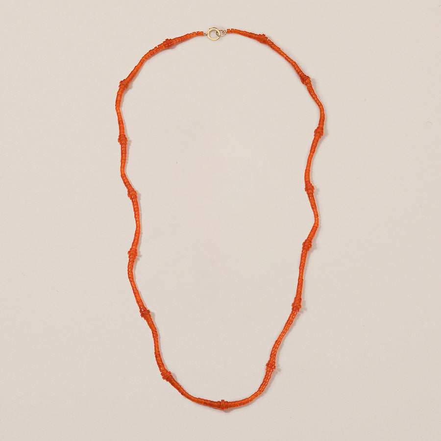 Carnelian 'Button' Beaded Necklace