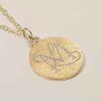 18k gold locket necklace with diamond monogram engraving 
