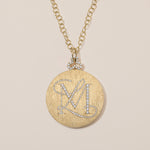 18k gold locket necklace with diamond monogram engraving 