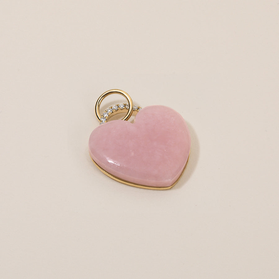 'Rock Solid' Heart Charm | Pink Opal