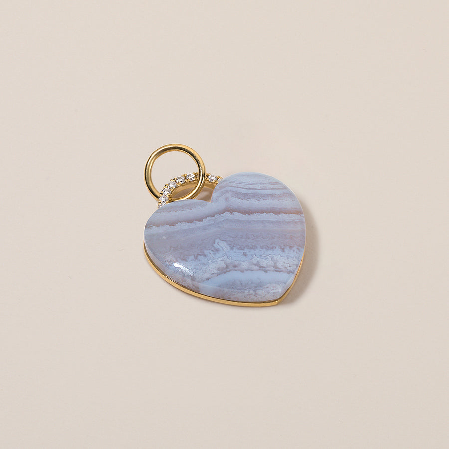 'Rock Solid' Heart Charm | Blue Lace Agate