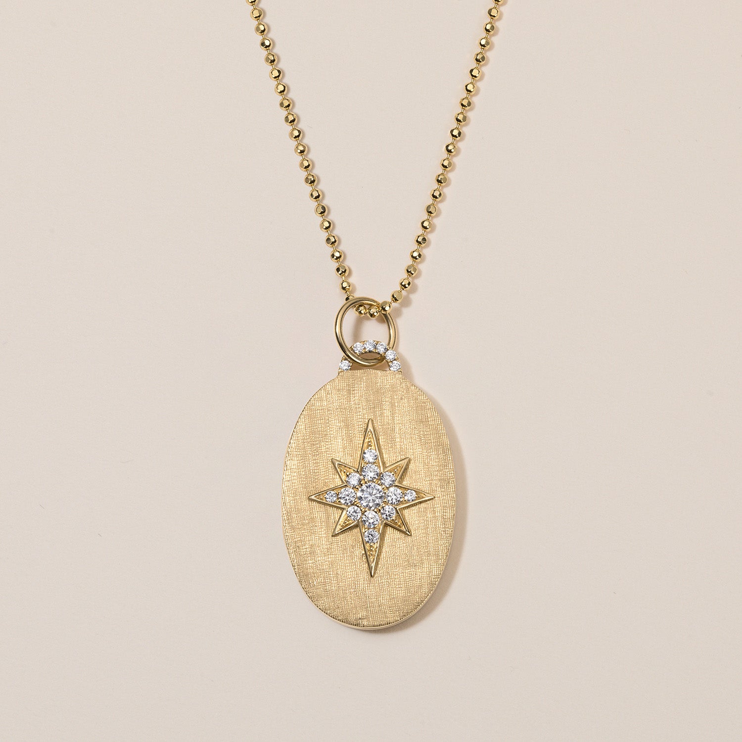 diamond north star oval locket necklace in 18k gold