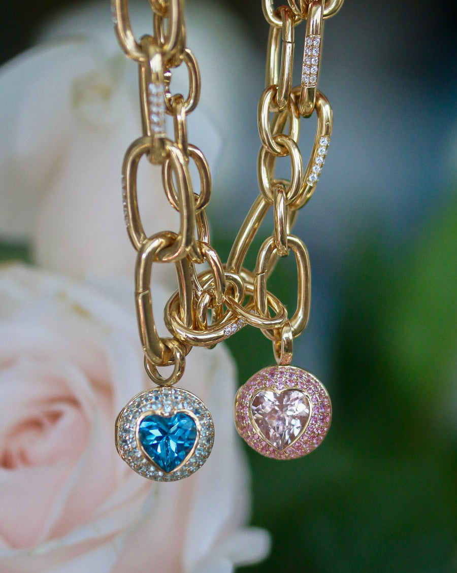 Blue Topaz 'Peekaboo' Heart Necklace in 18k Gold