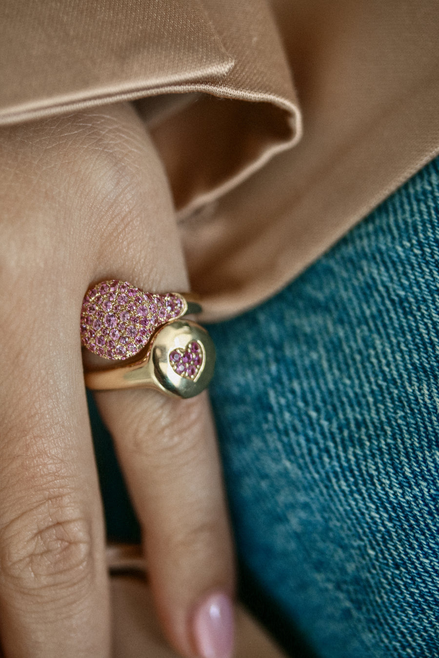 Sweetheart Pinky Ring | Pink Sapphires