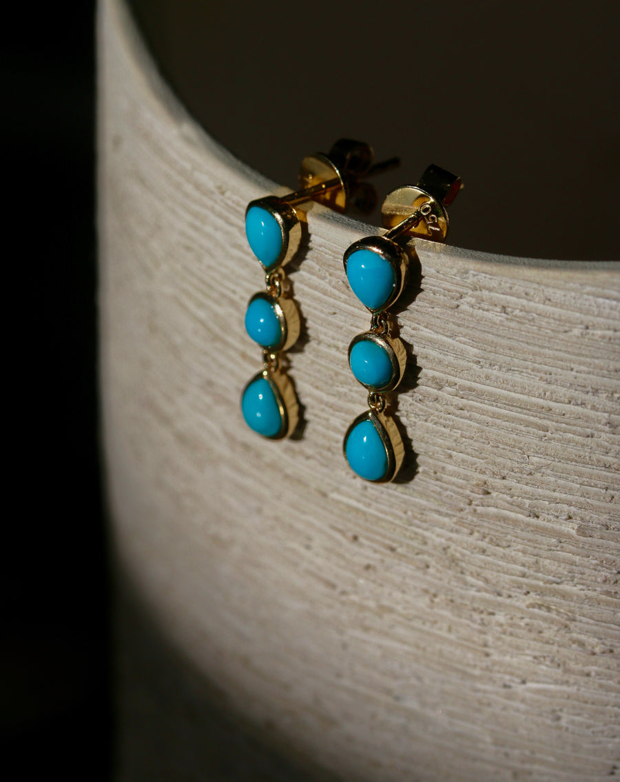 Turquoise Classic 'Raindrop' Earrings in 18k Gold