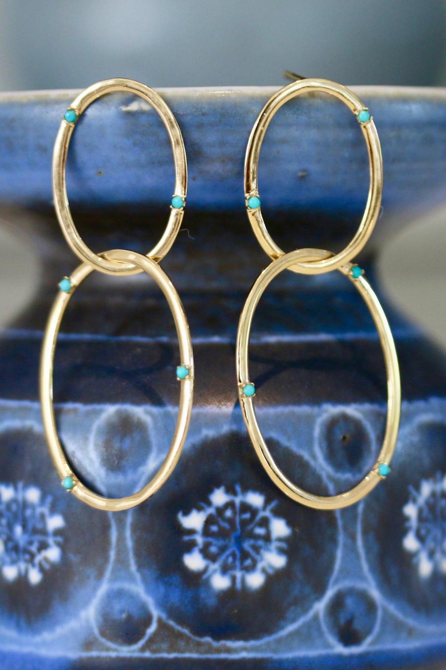 Turquoise 'Oh!' Earrings in 18k Gold