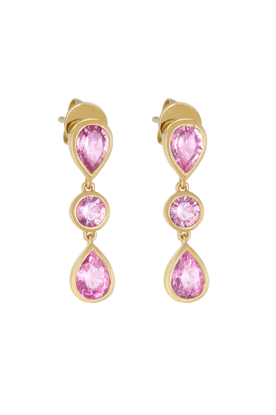 Pink Sapphire Deluxe 'Raindrop' Earrings in 18k Gold