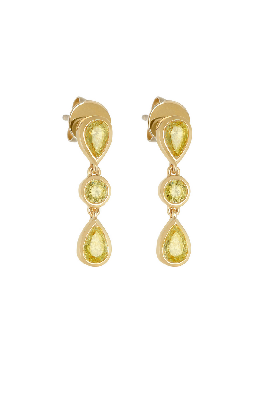 Yellow Sapphire Classic 'Raindrop' Earrings in 18k Gold