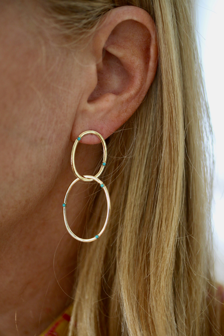 Turquoise 'Oh!' Earrings in 18k Gold