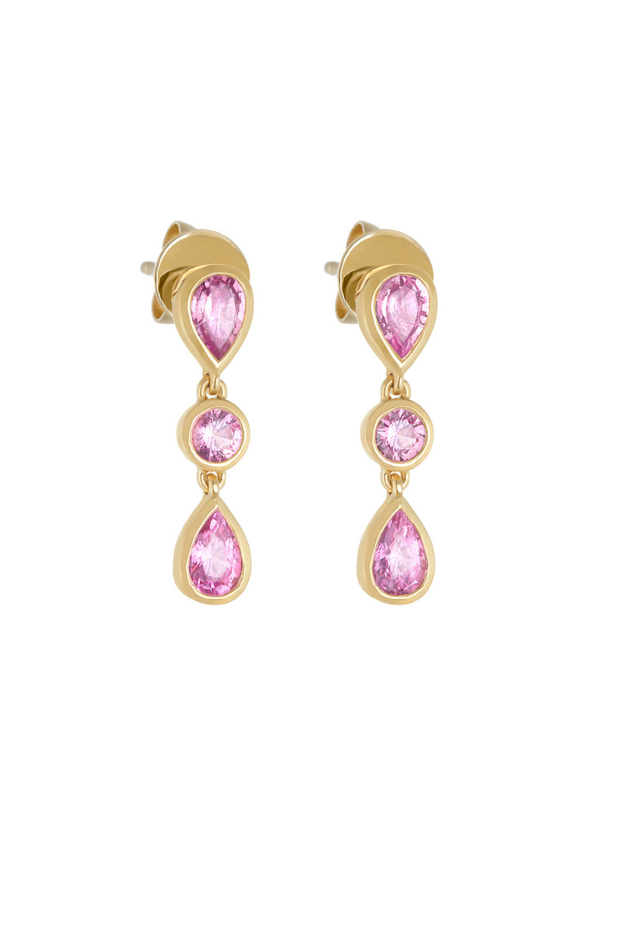Pink Sapphire Classic 'Raindrop' Earrings in 18k Gold