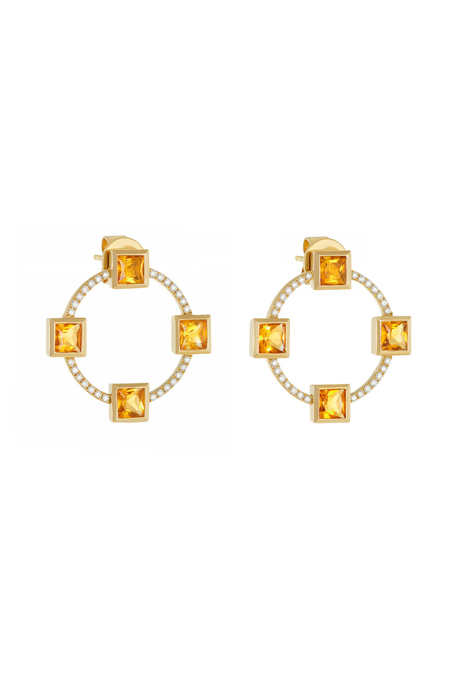 Marigold Citrine 'Club' Earrings in 18k Gold