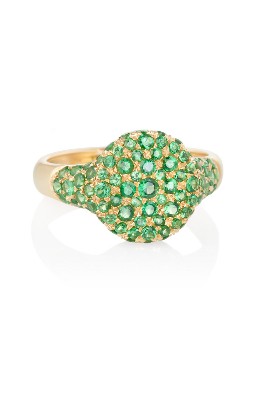 Green Garnet 'Sugar' Pinky Signet Ring in 18k Gold