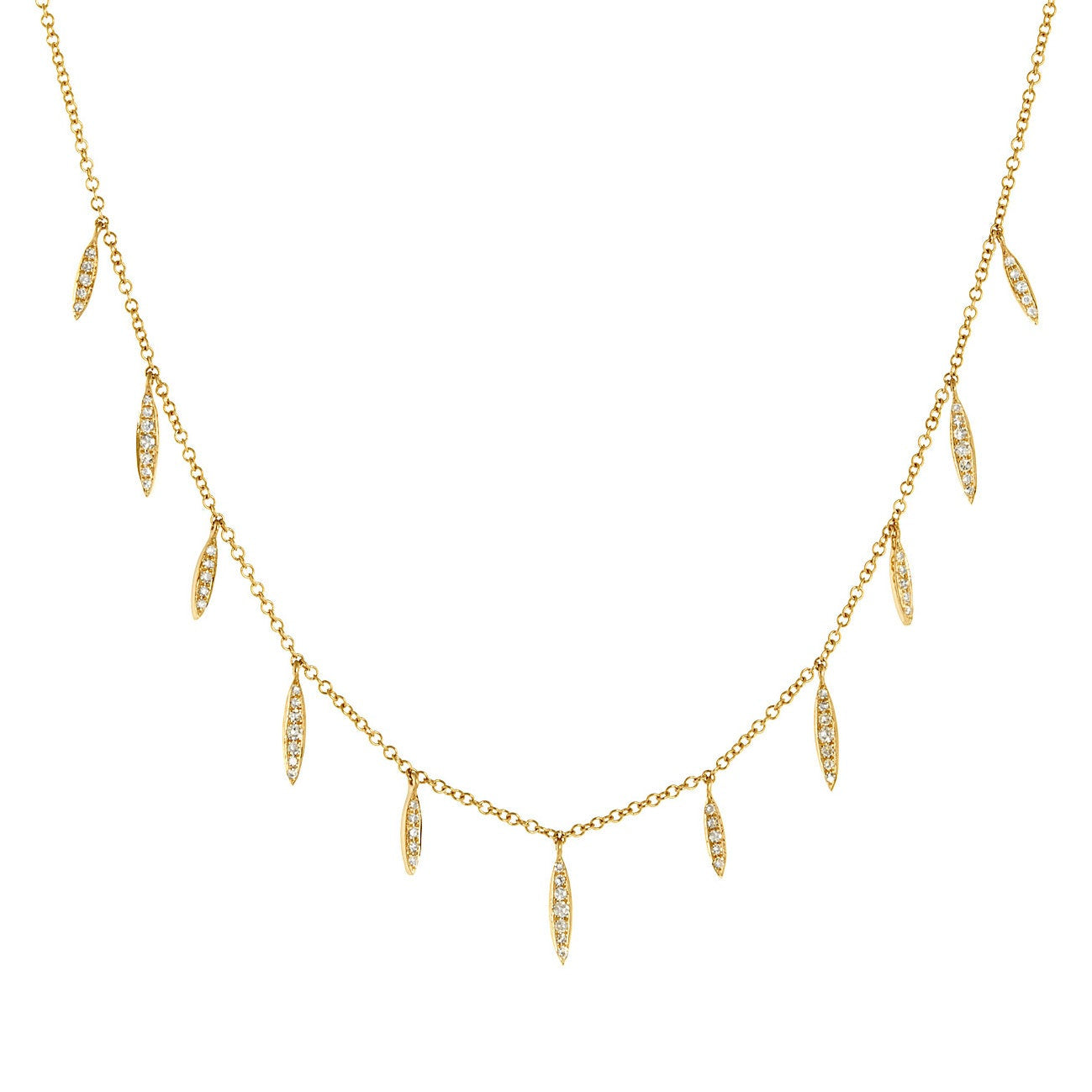 Multi-diamond drop necklace in 14k gold