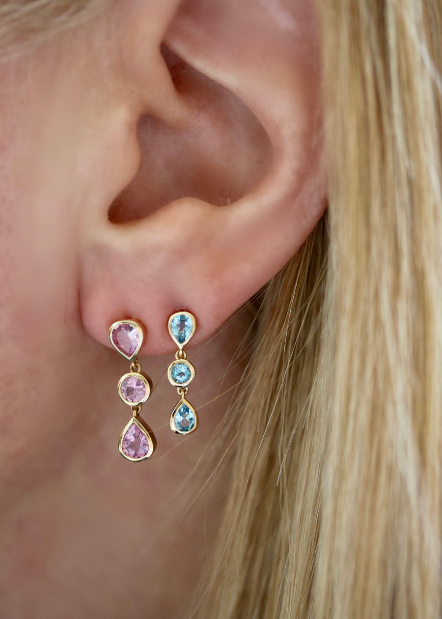 Pink Sapphire Deluxe 'Raindrop' Earrings in 18k Gold