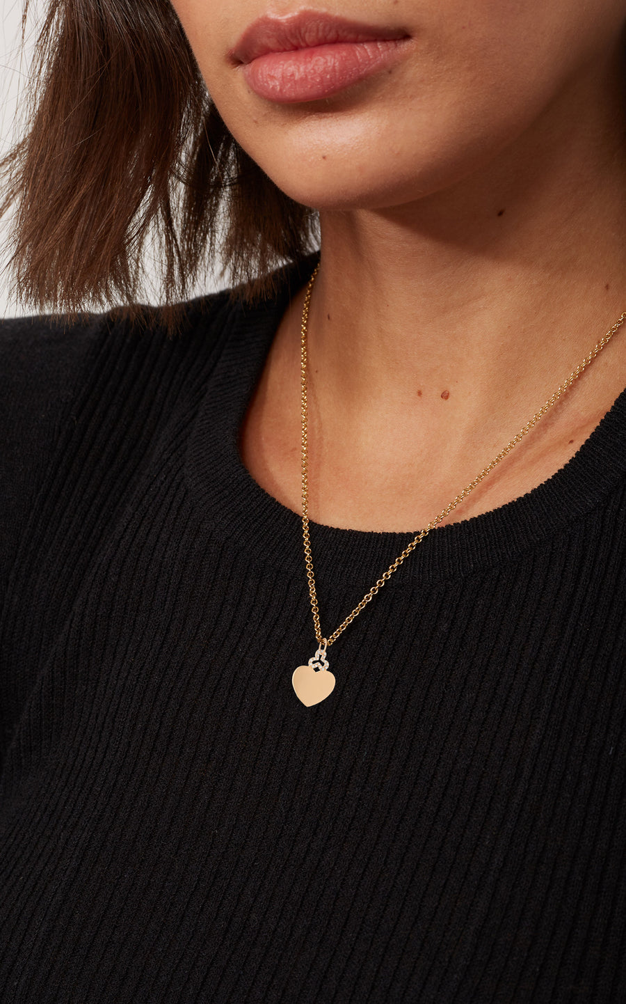 Mini Diamond 'Heart' Charm in 18k Gold | Shiny