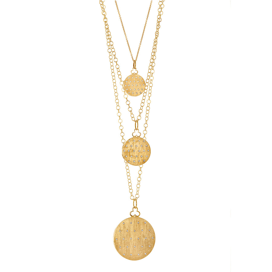 18k gold round locket pendant in florentine
